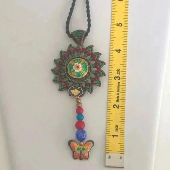 Ethnic Handmade Enamel Gold Butterfly Woven Necklace NWT - Picture 4 of 5